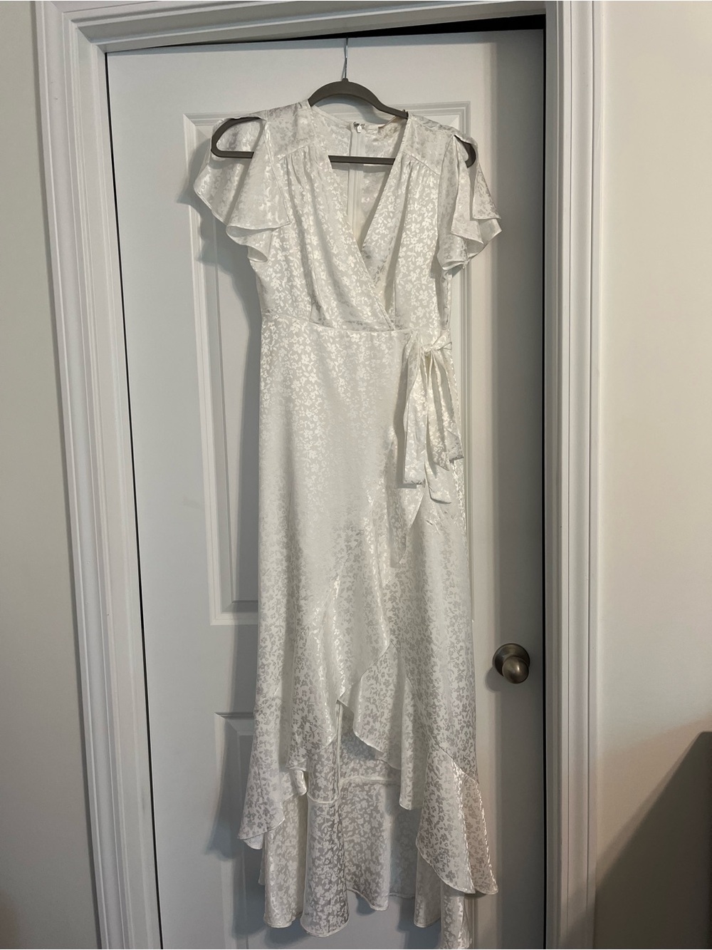 Altar'd State White Floral Wrap High-Low Maxi Dress